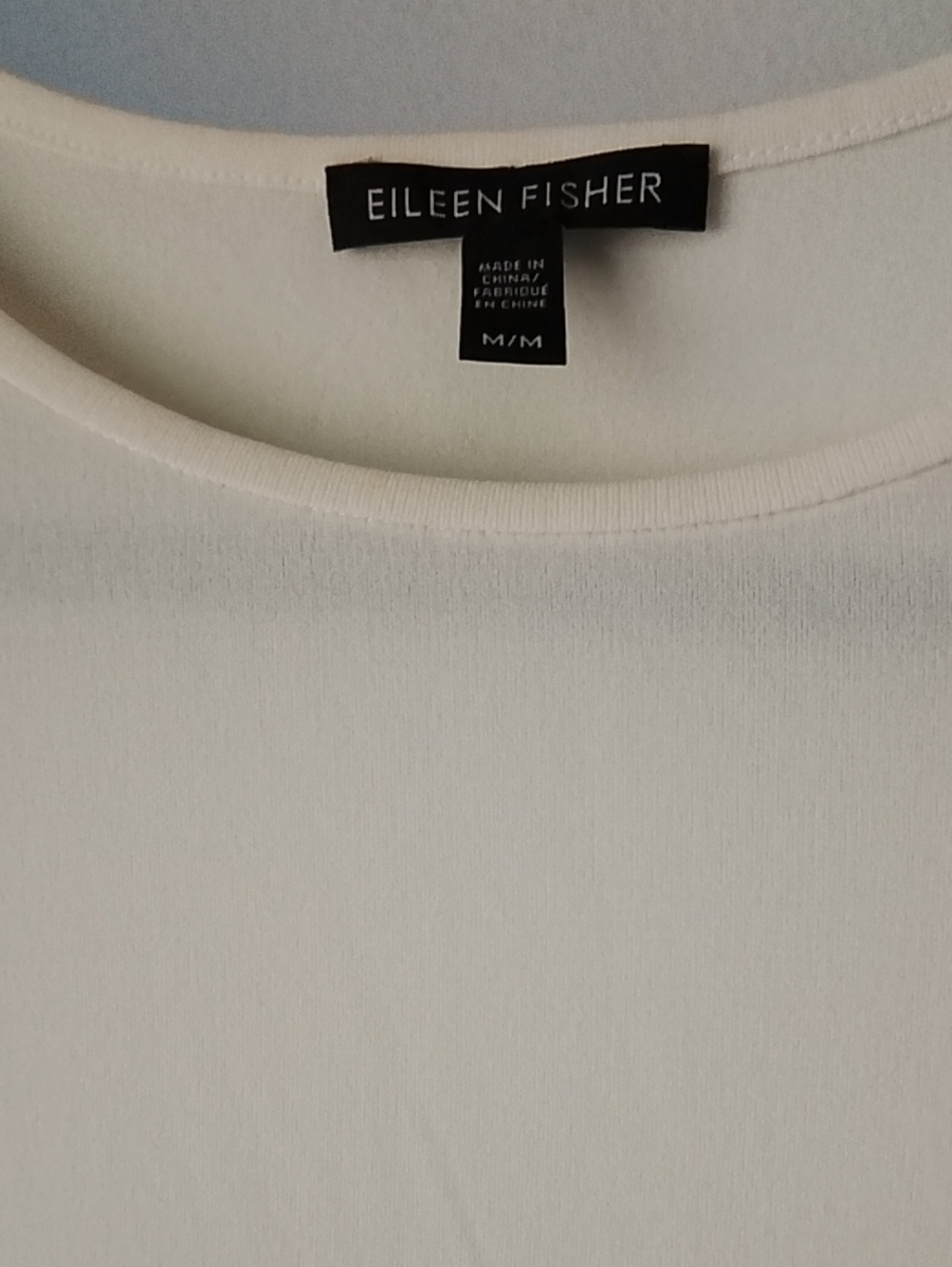 Eileen Fisher Cream Short-Sleeve Crew Neck Tee